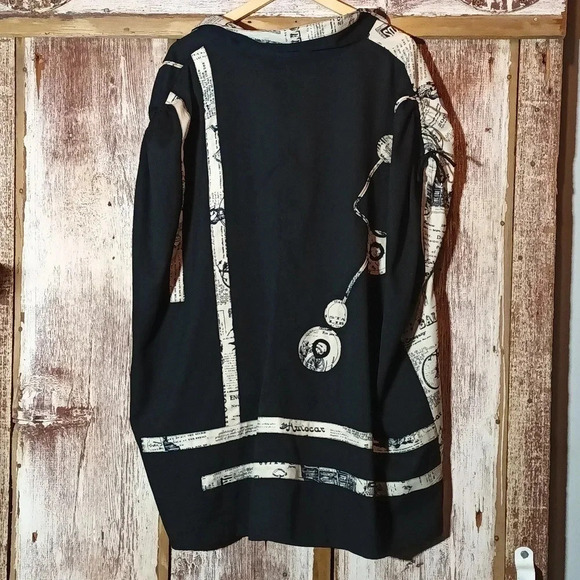 Streetwear newsprint lagenlook dress jacket top oversized novelty M - Picture 3 of 9